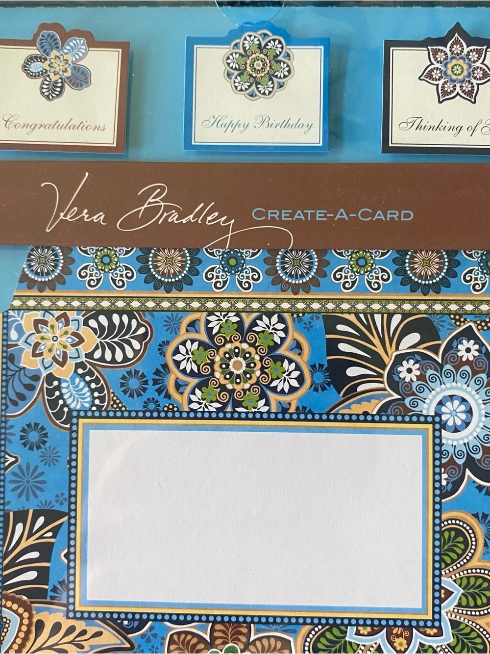 Vera Bradley Bali Blue Create A Card NEW 8 Self Mailers 8 Greetings Retired